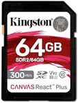 Kingston 64 GB Canvas React Plus SD Memory Card, Black