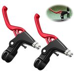 QKTYB 1 Pair Bicycle Brake Levers Universal Full Aluminium Alloy BMX Brake Levers Hand Brakes for MTB/BMX Mountain Road Bike Bicycles Brake Handle 2.2cm Diameter (Red)