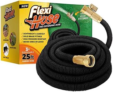 Flexi Hose Lightweight Expandable Garden Hose, No-Kink Flexibility, 3/4 Inch Solid Brass Fittings and Double Latex Core (25ft, Black)