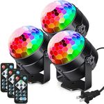 Luditek 3-Pack Sound Activated Party Lights with Remote Control Dj Lighting, Disco Ball Light, Strobe Light Stage Lamp for Home Room Dance Party Decorations