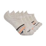 Timberland Women's 5-Pack No Show Liner Socks, Ivory Heather Mountain Stripe, One Size