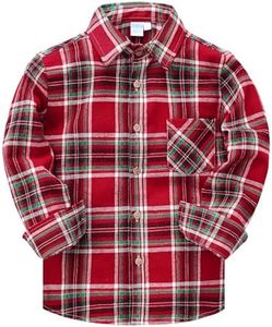 VATPAVE Boys Flannel Shirts Long Sleeve Plaid Shirt 14 Red Green