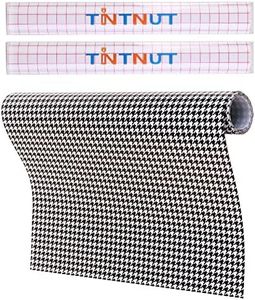 Tintnut Houndstooth Permanent Vinyl Roll - 12 inch x 5ft, Patterned Adhesive Vinyl Compatible with Cricut Machine, Black and White Permanent Outdoor Vinyl for Decor Sticker