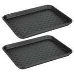 iDesign Plastic Under The Sink Drip Protector Tray for Kitchen Cabinet, Bathroom, Entryways, Office, Mudroom, College Dorm, Set of 2, Black