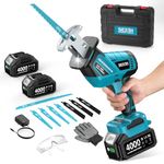 SEESII Reciprocating Saw Cordless, Variable Speed 3500 RPM Brushless Motor with 8 Saw Blades, 2 x 4.0Ah Batteries, LED Light, Tool‑Free Blade Change, Portable for Wood PVC Cutting