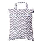 Teamoy Travel Hanging Wet Dry Bag (17.3 * 13.4 inches) for Cloth Diapers Dirty Clothes Organizer Tote Bag (S, Gray Chevron)