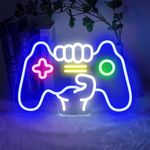 BringLuck2U Gamer Neon Sign, Controller Shape Lights Game Room Decor - Gaming Neon Sign for Teen Boy Room Decor, Dimmable Game Neon Light for Wall Decoration - Best Gamer Gifts for Boy