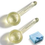 New FRAÎCHEUR ICE Globes | Frozen Cryo Roller for Cold Facial Massage | Skincare Cooling Glass Massager with Anti-Freeze Liquid Inside | Reduce Puffiness, Pores and | + Massage Techniques eBook (Gold)