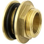 SHYNE Premium 1/2 Inch Rain Barrel Tank Connector Made of Stainless Brass + 2X Rubber Seals for Water Butt, Tap, Fitting, Cistern Hose Adapter