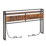 HOOBRO King Size Headboard, Headboard with 2 Outlets and 4 USB Ports, Adjustable Height, Storage Rack, Sturdy and Stable, Easy Assembly, Rustic Brown and Black BF98UBH01