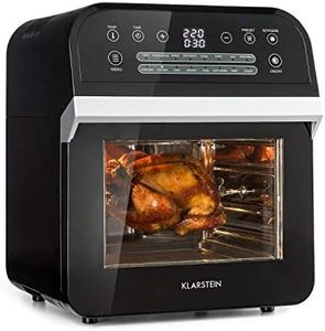 Klarstein AeroVital Cube - Heißluftfritteuse, Heißluftgarer, Airfryer ohne Öl, 50 bis 220 °C, Heissluftfriteuse mit 1600 Watt, 12 Liter Volumen, Timer, 13 Programme, schwarz