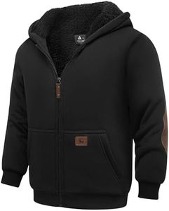 JACKETOWN Unisex Girls Boys Zip Up Hoodie Kids Fleece Jacket Sherpa Lined Sweatshirts Spring Fall Winter Coat Kids Casual Outerwear Dark Black 10-11 Years