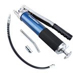 CarBole Grease Gun Hand Held: Heavy Duty Professional Pistol Grip Grease Gun 8000 PSI High Pressure Fit 14oz 400cc Cartridge and Bulk with 12inch Flex Hose(Blue)