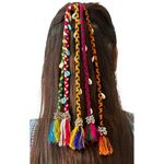 Leafloom 1 PCS Navratri Look Hair Braids with Rubber Bands Girl and Women, Hair Accessory for Everyday Style and Rainbow Color Braids Extensions Hair Color | Boho Chic Style (Multicolour)