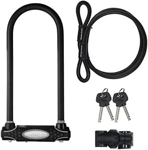 Master Lock 8285EURDPRO Hardened Steel Heavy Duty Bike D Lock with Cable, Black, Large