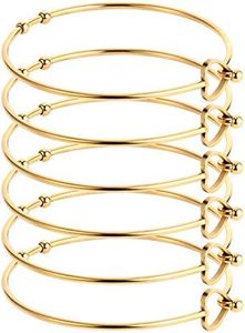 ALEXCRAFT Wholesale 6PCS 14K Gold Stainless Steel Bracelet Bangle Open Blank Wire Charm Bangle Bulk for Jewelry Making