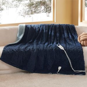 Bedsure Electric Blanket Twin - Jacquard Shaggy Sherpa Heated Blanket Twin Size, Fast Heating with 6 Heating Levels & 10 Time Settings, 8 Hours Auto-Off (62x84 inches, Navy Blue)