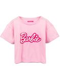 Barbie Cropped T-Shirt Womens Ladies Fashion Doll Logo Pink Crop Top