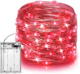 Fairy Christmas LED String Light Battery Operated, 10M / 100LED Red Waterproof 3XAA Battery Case, Indoor Outdoor Lights for Xmas Tree Wedding, Halloween, Party, Garden Decoration (Red)