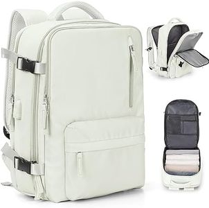 Travel Backpack for Women Business Laptop Backpack Fits 14 Inch Airline Cabin Bag Water Resistant with USB Charging Port Carry On Backpack Shoe Pouch Daypack Weekend Overnight Moon White