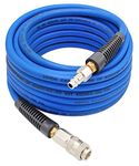 YOTOO Hybrid Air Hose 10m Long 6.5mm ID X 12mm OD 300 PSI with 1/4-Inch Europe Steel Quick Coupler Fittings and Bend Restrictors for Heavy Duty, Lightweight, Flexible at All Weather Use, Blue