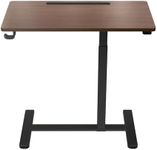 Altus Mobile Desk with Wheels Pneumatic Standing Desk Over Bedside Table (Walnut)