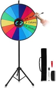 iElyiEsy 24" Prize Wheel with Folding Tripod Floor Stand Height Adjustable 14 Slots Spin Wheel for Prizes with Dry Erase Markers & Eraser for Carnival Trade Show