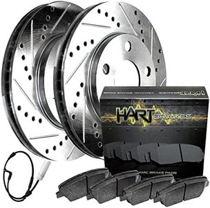 Hart Brakes Front Brakes and Rotors Kit |Front Brake Pads| Brake Rotors and Pads| Ceramic Brake Pads and Rotors |fits 2007-2017 Lexus LS460