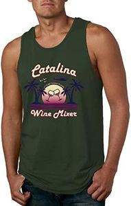 Funny Catalina Wine Mixer Island Pop Culture Mens Graphic Tank Top, Forest Green, 3X-Large