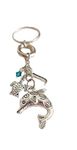 Handmade Dolphin Personalised Initial Turtle with Genuine Crystal Keyring Key Chain Bag Charm