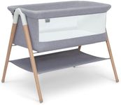 flysclean Simmons Kids Koi by The Bed Bassinet with Breathable Mesh and Natural Beechwood Legs, Dove Grey