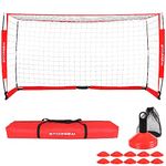 Storgem Soccer Goal,Soccer Net,Soccer Goals for Backyard,with Bow Frame,Collapsible Metal Base and 15 Training Cones (6x4x2Ft)