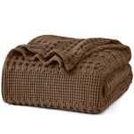 PHF 100% Cotton Waffle Weave Blanket, King Size Soft Breathable Bed Blanket for All Season, Perfect for Layering Couch Bed Sofa(108"x90", King Size, Chocolate)