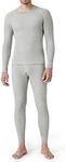 LAPASA Men's Waffle Cotton Thermal Underwear Set Long Johns Long Sleeve Base Layer Top and Bottom, Skin-friendly M60, Grey, M