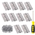 75mm (3 Inch) Timber Door Hinge，Butt Hinges 5 Pairs (10 Pieces) Sold as a pair + Screws,Stainless Steel Strong Butt Door Hinge，Ideal for Internal & External Doors