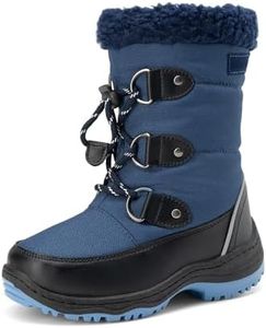 DREAM PAIRS Boys Snow Boots Camouflage Slip Resistant Faux Fur Lined Winter Shoes for Little/Big Kid,Size 6 Big Kid,Dark Blue,SDSB2228K