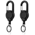 Yafe 2 Pack Heavy Duty Retractable Badge Reel, Retractable Id Badge Holder Lanyard Extender Retractable Lanyard with Thick Steel Cord