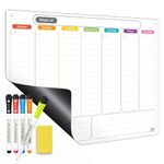 Mag-Fancy Magnetic Calendar for Refrigerator Horizontal Weekly Dry Erase Fridge Calendar Whiteboard Meal Planner Menu Board -with Magnet Upgraded Fine Tip Marker & Holes for Wall Hanging