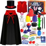 Kids Magic Set - Magic Tricks-with Magic Hat & Instruction & Magician Costume for Kids Pretend Play, Toys for 6 7 8 9 10 11 12 Year Old Boys Girls Gifts