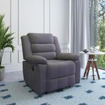 Nilkamal Sierra Velvet Fabric Manual Single Seater Recliner | Rocking and Revolving Mechanism | Brown