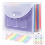 SKYDUE Accordion File Organizer, 13 Pockets File Folders, Letter Size Expanding File Folder with Colored Tabs and Expandable Cover, Portable Bill Receipt Organizer