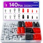 ANVINKU 140 Pcs Battery Terminal Connectors Set, 70 Pcs Battery Terminals + 70 Pcs Insulating Covers, Battery Cable Connector, Heavy Duty Copper Crimp Connectors, SC Cable Lugs for Boat & Car