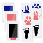 Vicloon Baby Hand and Footprint Kit, Baby Handprint and Footprint Ink Kit Pet Paw Print Kit with 3 Ink Pads and 6 Imprint Cards, Inkless Print Kit Paw Print Kits for Dogs (Blue-Black)