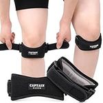 Captain Blues Patella Knee Strap 2 Pack, Knee Pain Relief Support Brace, Adjustable Patellar Tendon Strap for Women & Men, Knee Braces for Gym, Running, Hiking, Basketball, Jumpers, Volleyball, Tendonitis