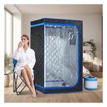 ZONEMEL Full Size Portable Steam Sauna Kit, Personal Full Body Sauna Spa for Home Relaxation, 4 Liters 1500 Watt Steamer, Remote Control, Timer, Foldable Chair (Black, Clear Door)