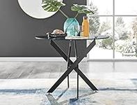 Furniturebox UK Dining Table - Novara 100cm Round Matte Black and Clear Tempered Glass Industrial Home 4 Seater Kitchen Dining Table