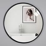 Warmiehomy Round Wall Mounted Bathroom Mirror Makeup Dressing Mirror Frame Mirror for Bathroom Living Room Bedroom (Φ40cm, Black)