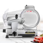 CGOLDENWALL Meat Slicer Machine 10" Commercial Meat Slicer 240W Electric Deli Meat Cheese Food Slicer 0-1/2" Adjustable Thickness Semi-Auto Frozen Meat Slicer for Home, Copper Motor Low Noise Durable