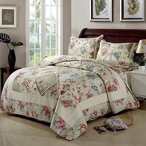 Colcha Boutí Algodón Patchwork Edredón Ropa De Cama De 3 Piezas Impresión Aire Acondicionado Edredones Multifunción King Size Cubrecamas 230X250CM Funda De Almohada 50X70CMX2