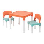 Liberty House Toys Childrens Table and Two Chair Set, Green Orange White, Table-51cm H x 51cm W x 43cm D 27cm x 31cm x 44cm, Seat Height 26cm